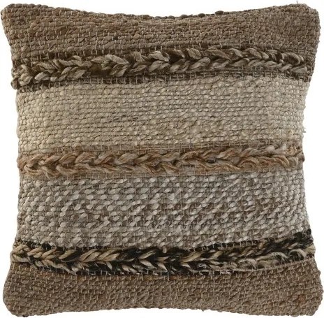 Pernă decorativă din iută, lână și bumbac țesută manual, 45 x 45 cm, „Jute Wool Cushion"