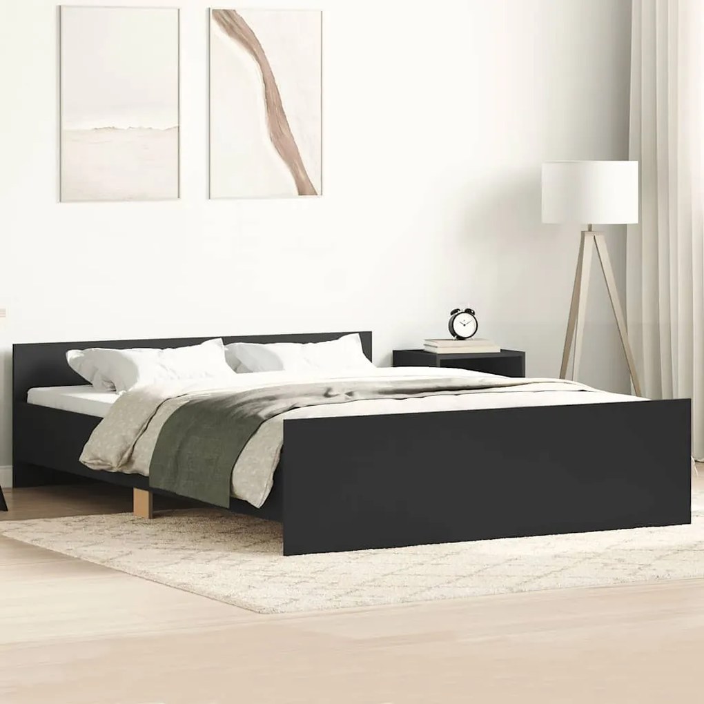 vidaXL Cadru pat cu tăblie de cap/picioare, negru, 120x200 cm