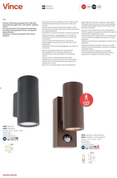 Aplică LED de exterior cu senzor Redo 9455 VINCE 2xLED/3W/230V IP54 maro