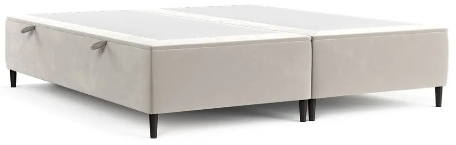 Pat matrimonial crem tapițat cu spațiu de depozitare 180x200 cm Tate – Maison de Rêve