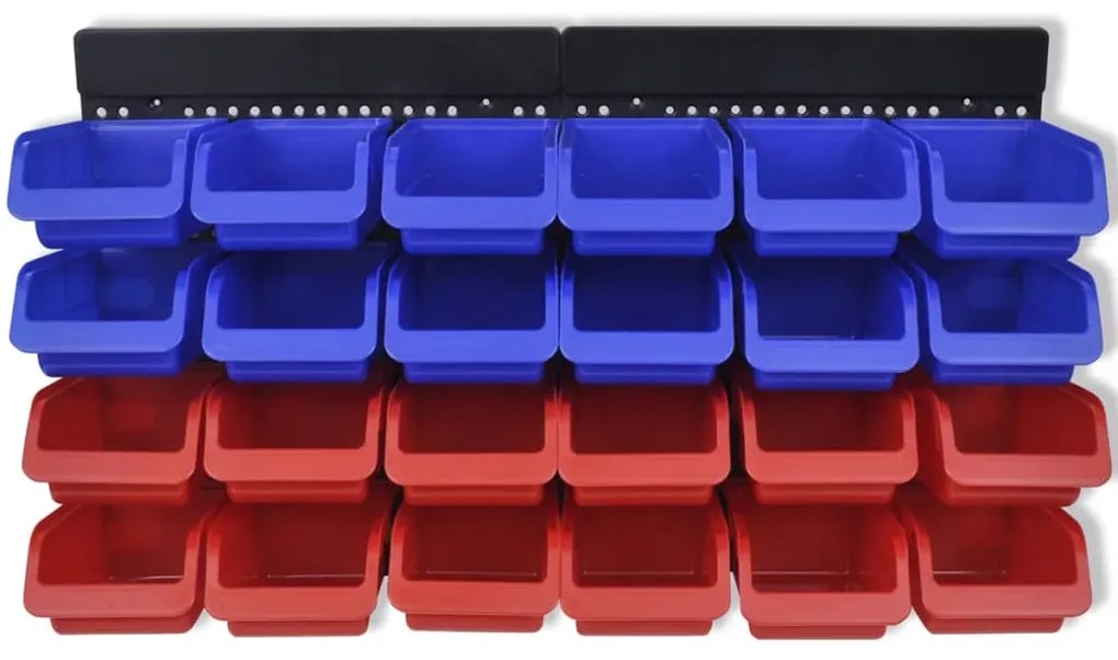 141401 vidaXL Organizator de scule garaj montat pe perete, albastru și roșu, 2 buc.