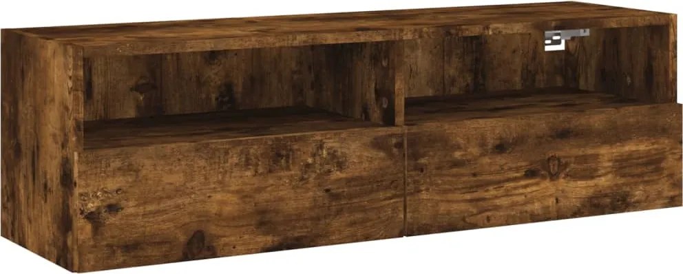 vidaXL Comodă TV de perete, stejar fumuriu, 100x30x30cm,lemn prelucrat