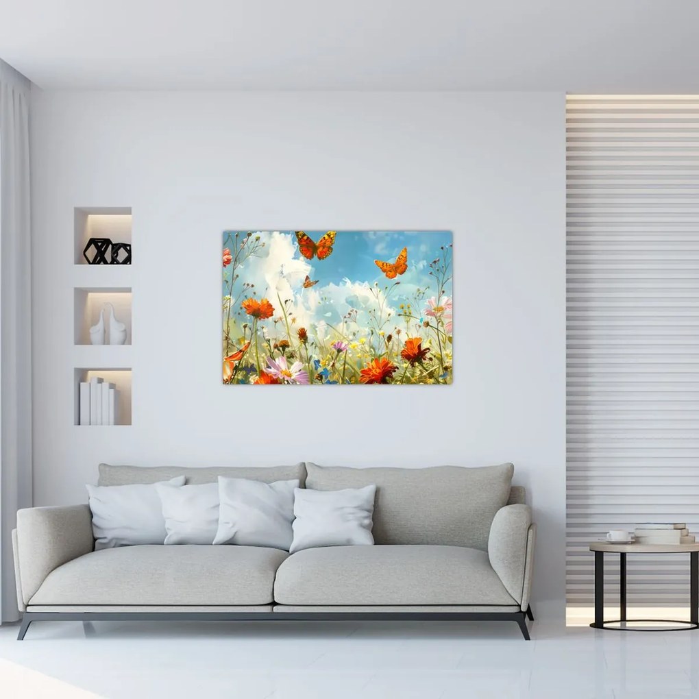 Tablou - Fluturi pe pajiștea de vară (90x60 cm)