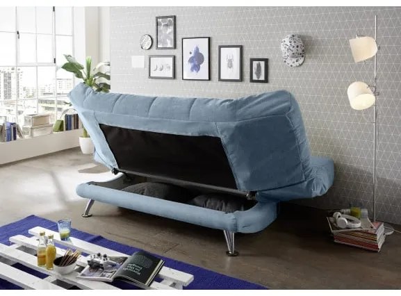 Canapea Extensibila Ikar, 3 Locuri, Lada Depozitare, Denim, 208 X 102 X 98 Cm