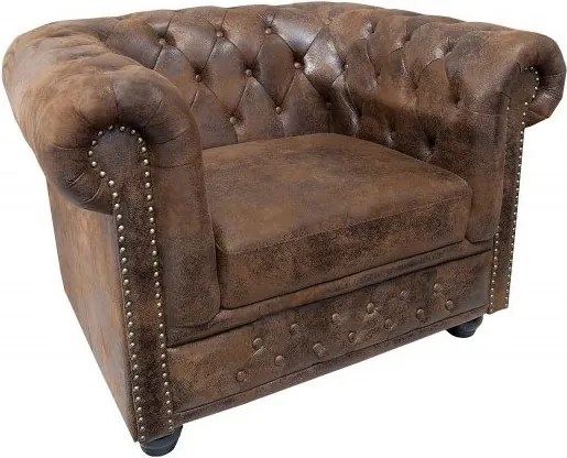 Fotoliu clasic stil englezesc Chesterfield maro antic