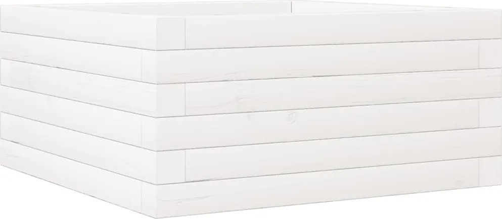 vidaXL Jardinieră de grădină, alb, 50x50x23 cm, lemn masiv de pin