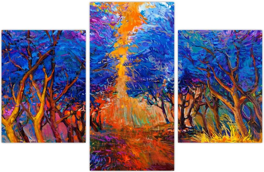 Tablou - Coroane de copac de toamnă, impresionism modern (90x60 cm)