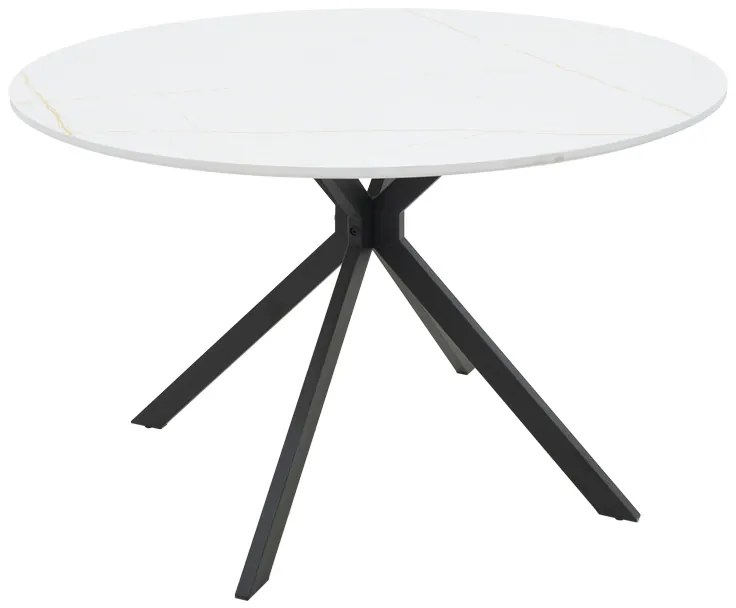 Masa Bucatarie/Dining  Rotunda Xenia MDF Finisaj Marmura  Alba Diametru 120 Cm