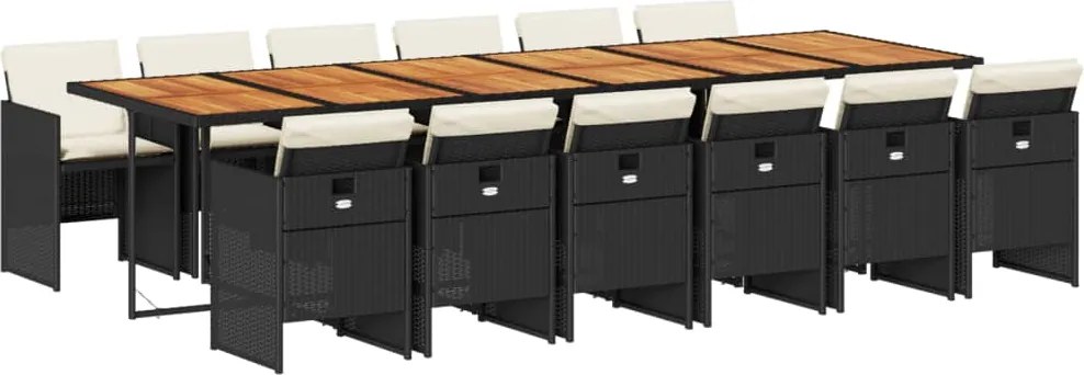 vidaXL Set mobilier de grădină cu perne, 13 piese, negru, poliratan