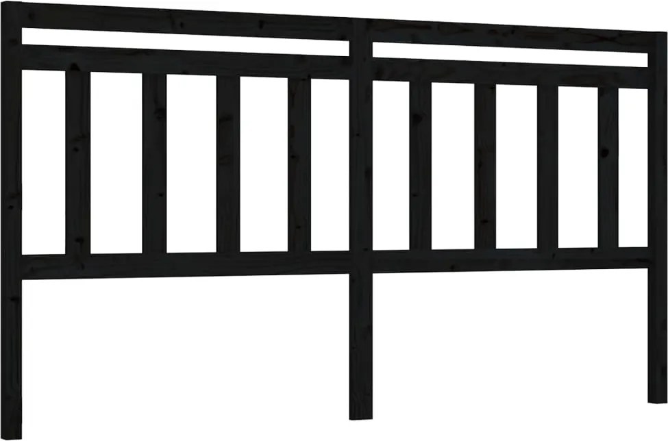 vidaXL Tăblie de pat, negru, 206x4x100 cm, lemn masiv de pin