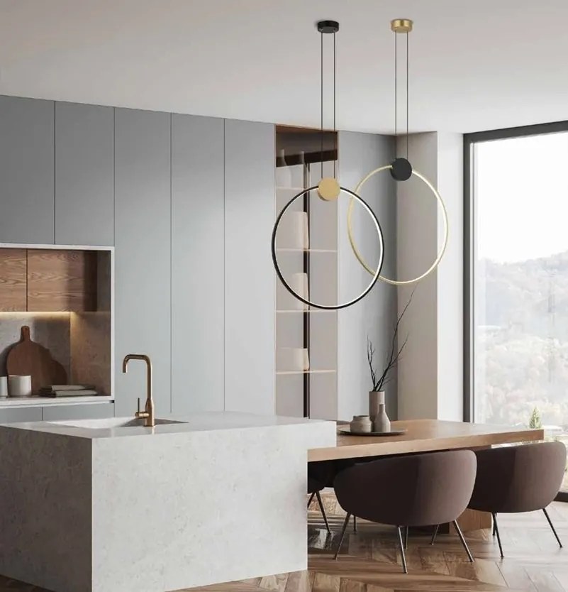 Lustra suspendata LED design inelar Ring auriu