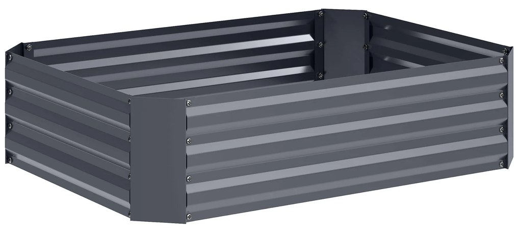 Outsunny Pat înalt din oțel galvanizat, Pat de grădină, Cuva pentru plante, Cuva pentru flori, 120 x 90 x 30 cm, Gri închis | Aosom Romania