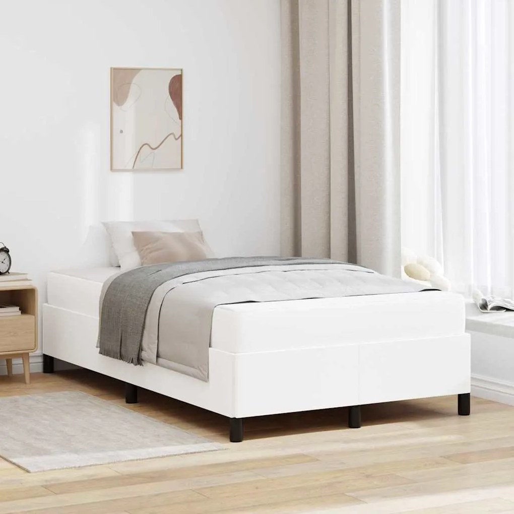 vidaXL Cadru de pat cu saltea Alb 120 x 190 cm Piele artificială