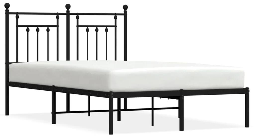 353536 vidaXL Cadru de pat metalic cu tăblie, negru, 135x190 cm