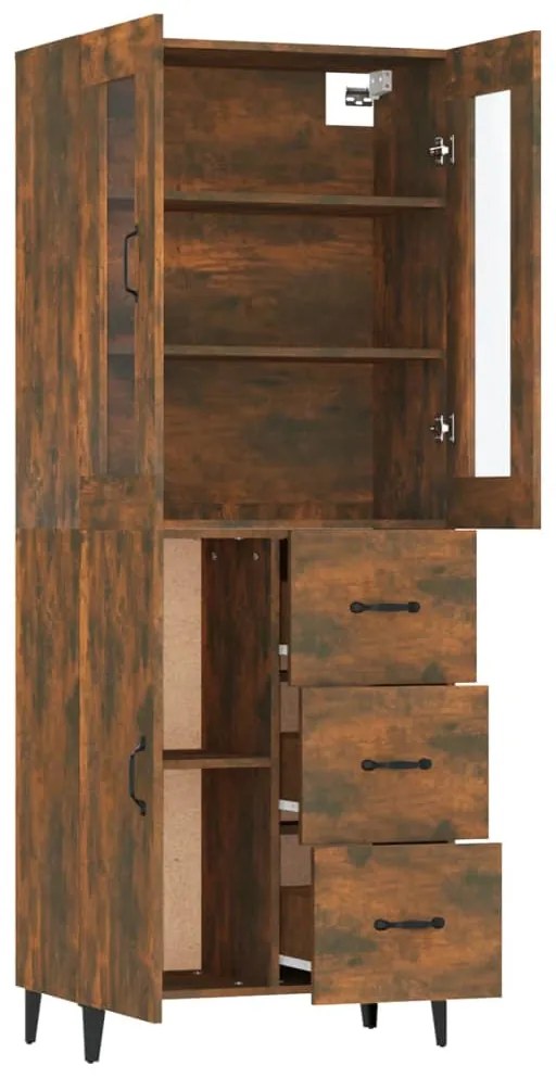 Dulap inalt, stejar fumuriu, 69,5x34x180, lemn compozit 1, Stejar afumat