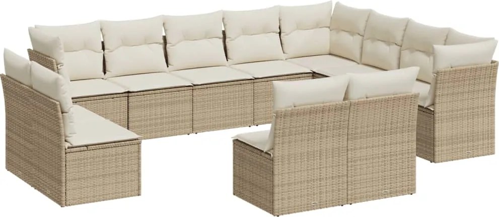 vidaXL Set canapele de grădină cu perne, 12 piese, bej, poliratan