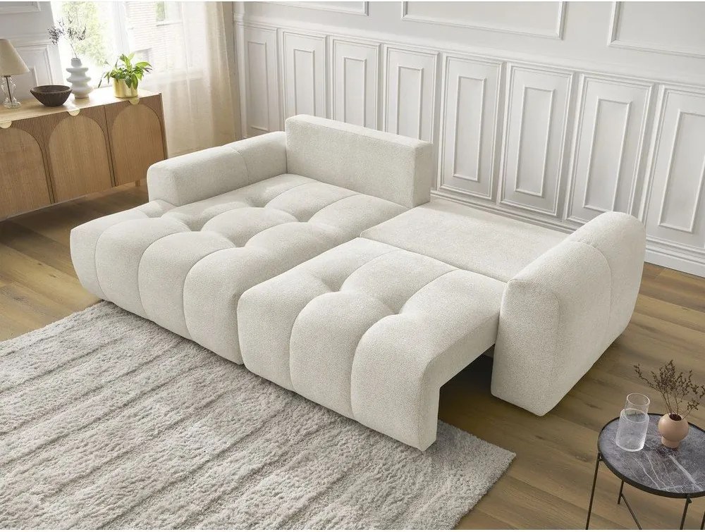 Colțar alb extensibil/cu spațiu de depozitare cu tapițerie din chenille (cu colț pe partea stângă/cu șezlong) Roxelane – Bobochic Paris