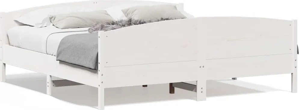 vidaXL Cadru de pat fără saltea, alb, 200x200 cm, lemn masiv pin