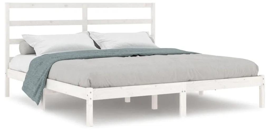 3104954 vidaXL Cadru de pat, alb, 200x200 cm, lemn masiv de pin