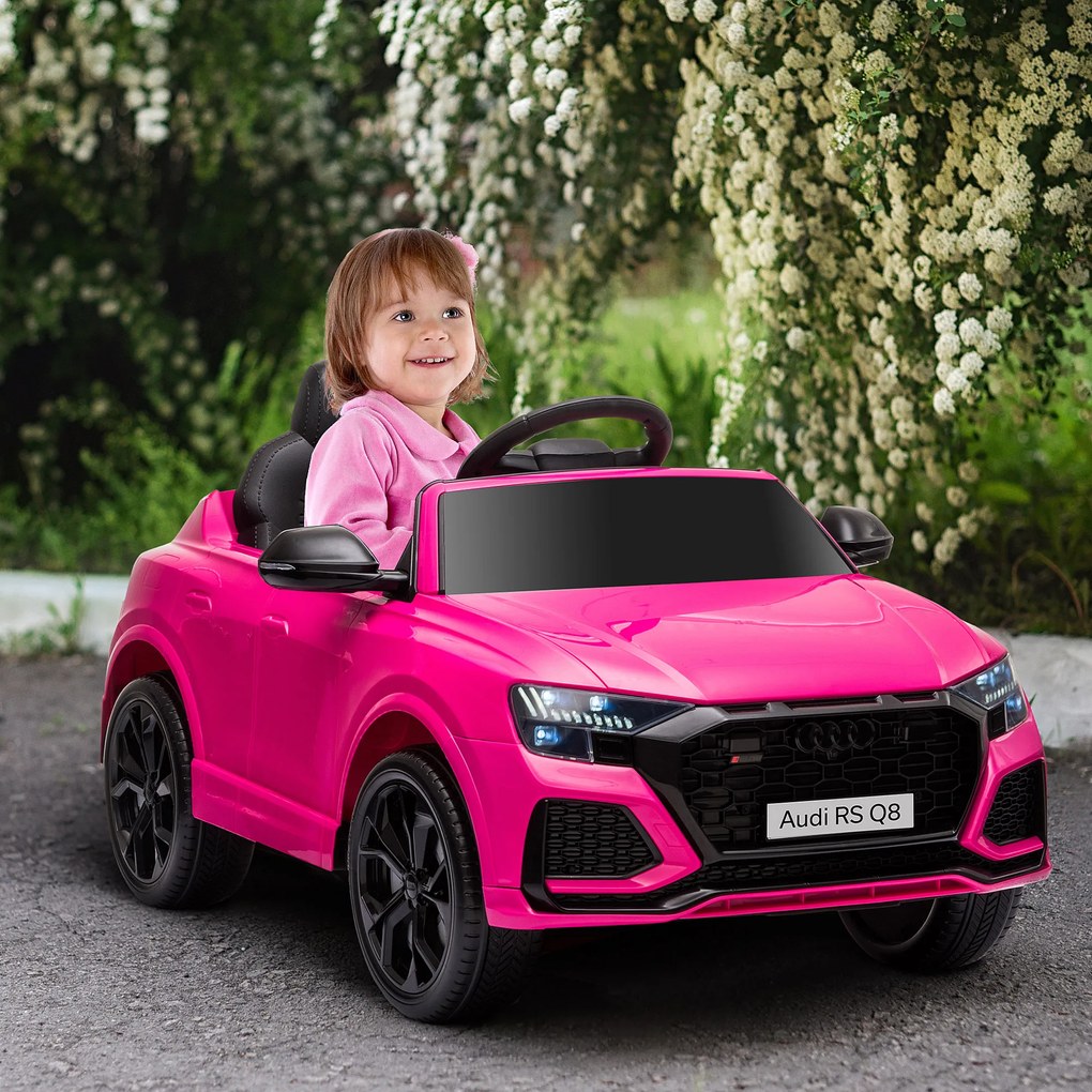 HOMCOM Mașină Electrică pentru Copii Audi RS Q8, 6V, 2 Motoare, Telecomandă, PP, 101x62x51 cm, Roz | Aosom Romania