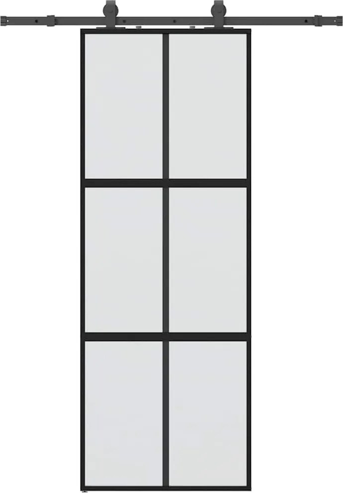 vidaXL Ușă glisantă cu set feronerie neagră 76x205cm sticlă securizată