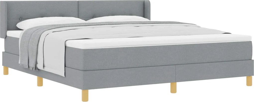 vidaXL Pat cu Saltea cu Arcuri Gri deschis 180 x 200 cm țesătură