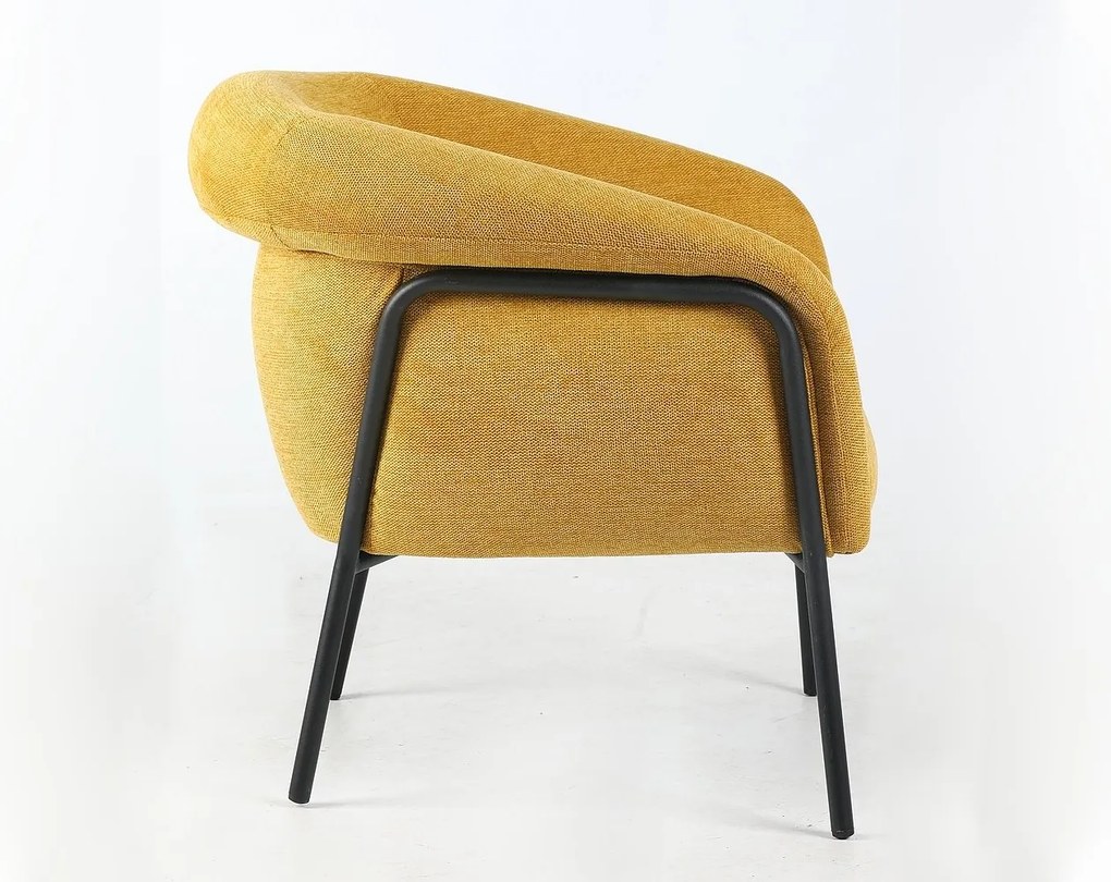 Fotoliu de design CLOVER BREGO, culoare mustar