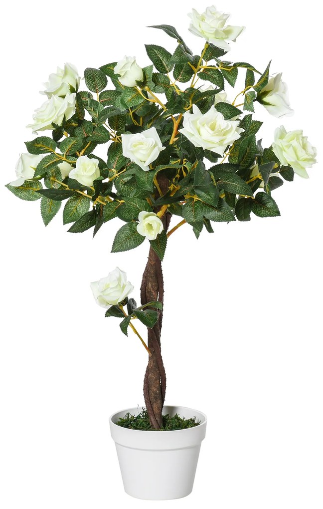 Arbore artificial de flori Outsunny, camelia, 21 de flori, 90 cm | Aosom RO