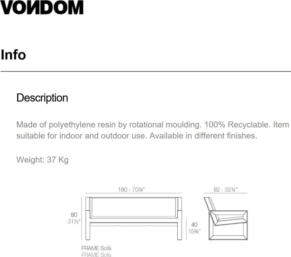 Canapea moderna de exterior / interior design premium FRAME SOFA 54095 Vondom