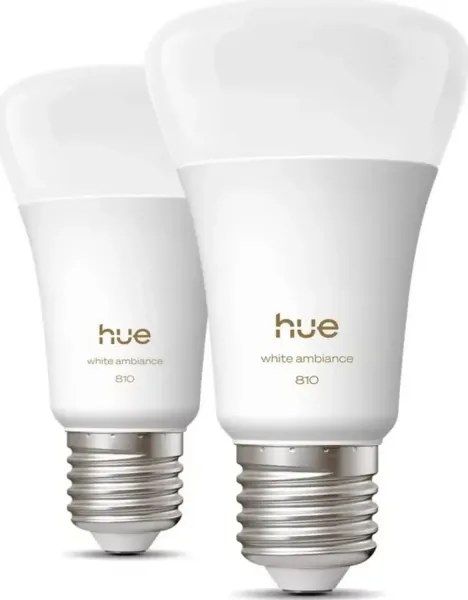 Set 2 becuri LED dimabile Philips Hue White, soclu E27, 7W, 230V, 2700K