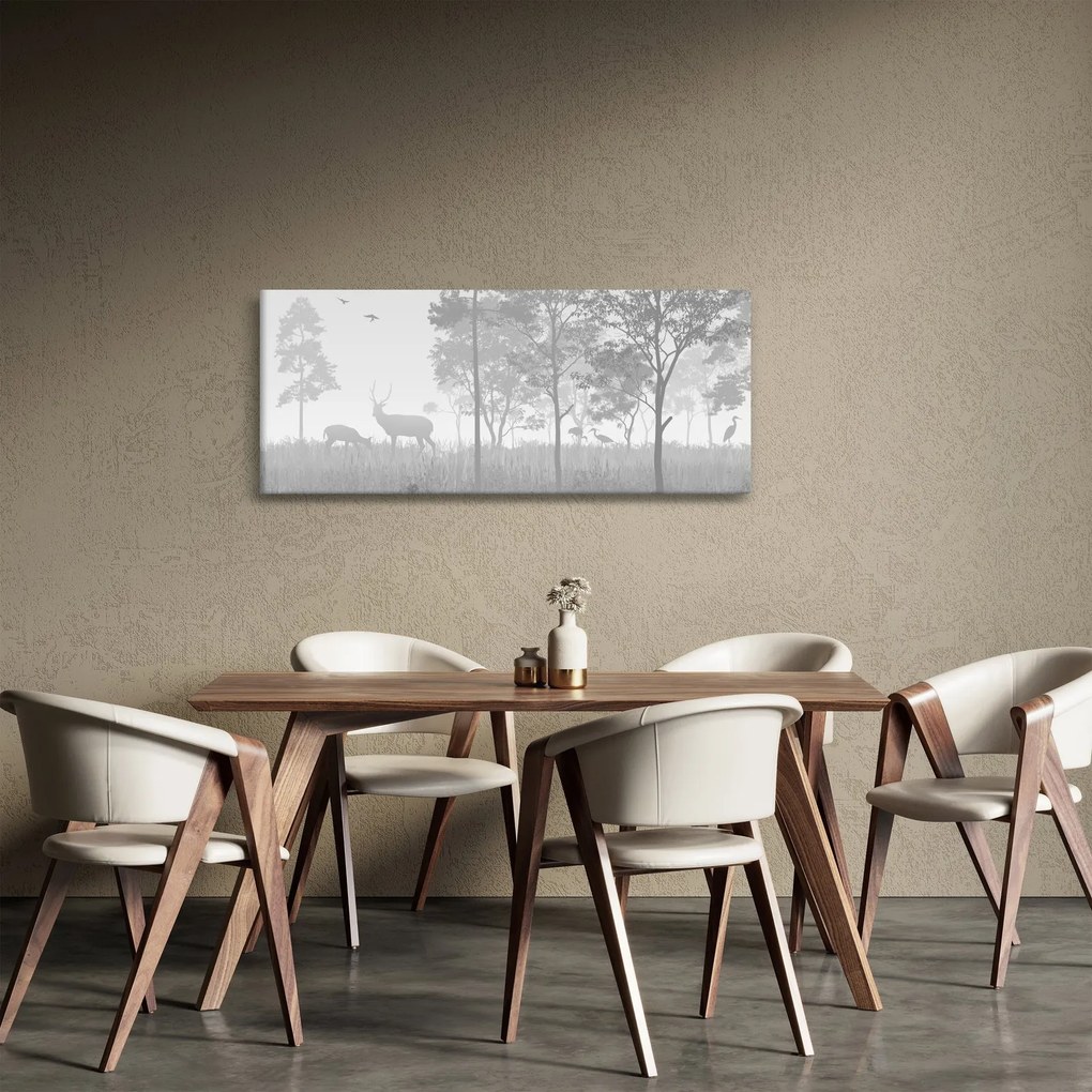 Tablou - Pajiște cu cerbi (120x50 cm)