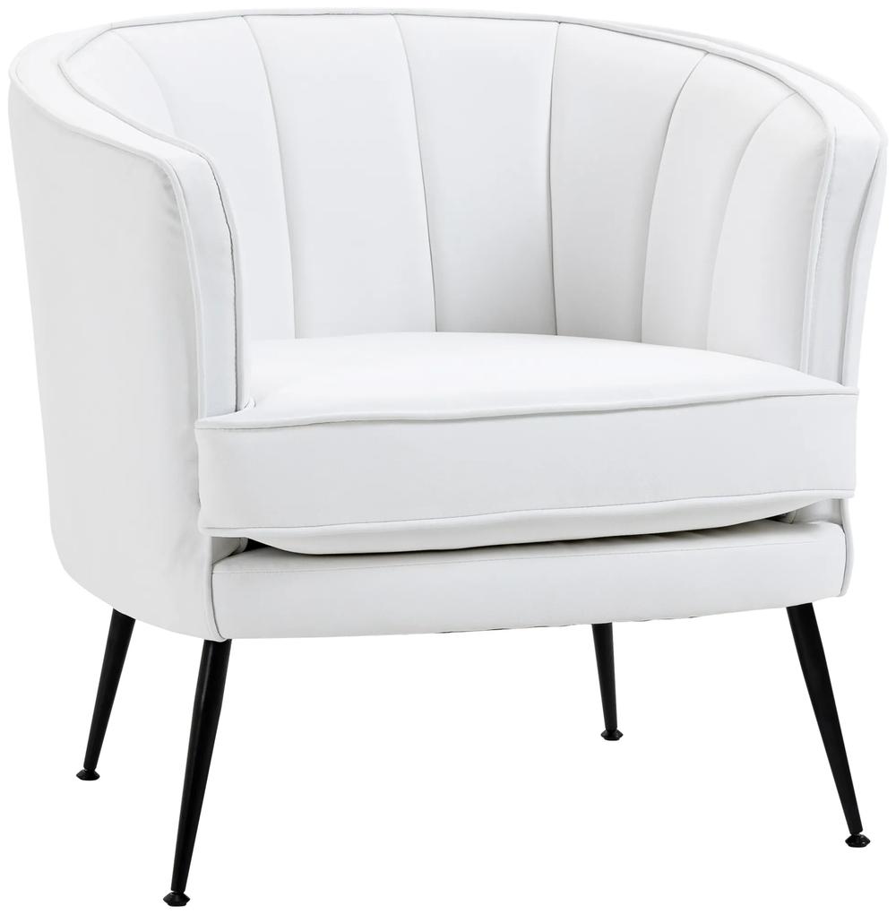 Fotoliu modern din piele artificiala cu picioare de otel HOMCOM, scaun decorativ tapitat, pentru sufragerie | Aosom RO