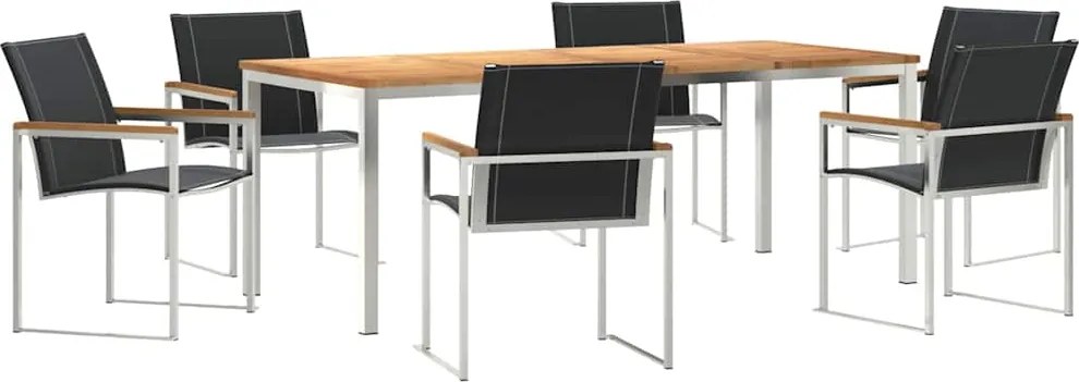 vidaXL Set de masă pentru grădină 7 pcs Maro Lemn Solid de Acacia