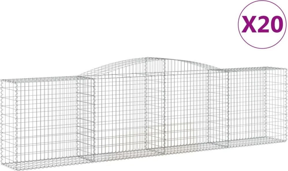 vidaXL Coșuri gabion arcuite 20 buc, 400x50x100/120 cm fier galvanizat