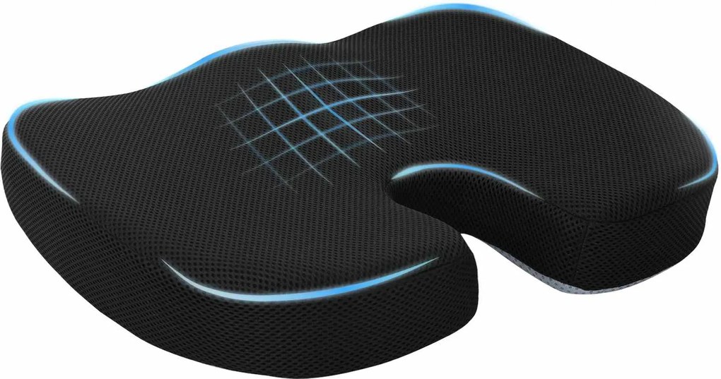 vidaXL Pernă pentru șezut Negru 47 x 36,5 x 8 cm Spumă cu Memorie