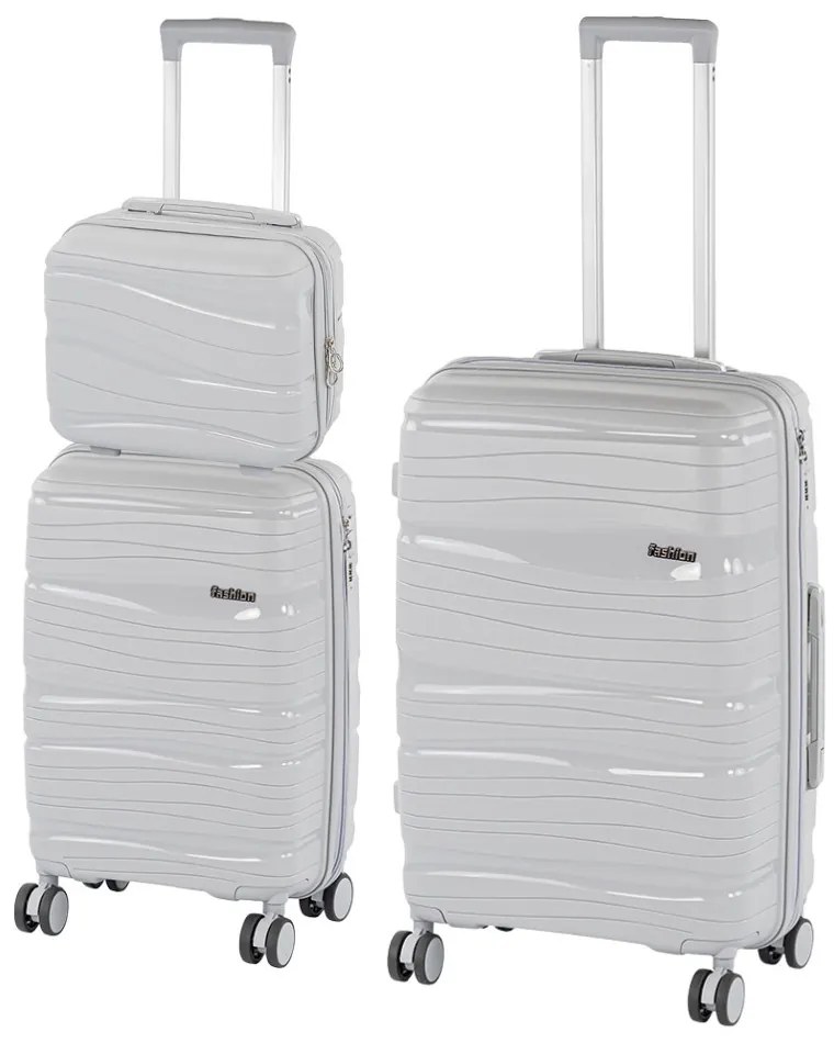 TraveLux Voyager VIII gurulós bőrönd szett szürke