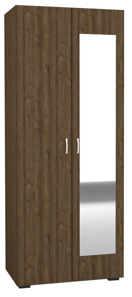Dulap Nero, 2 Usi, oglinda, Stejar Bronz, 80 x 52 x 200 cm