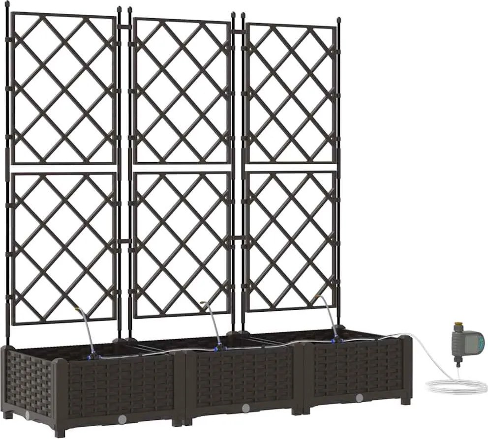 vidaXL Vază pentru Grădină 3 pcs Maro Oțel