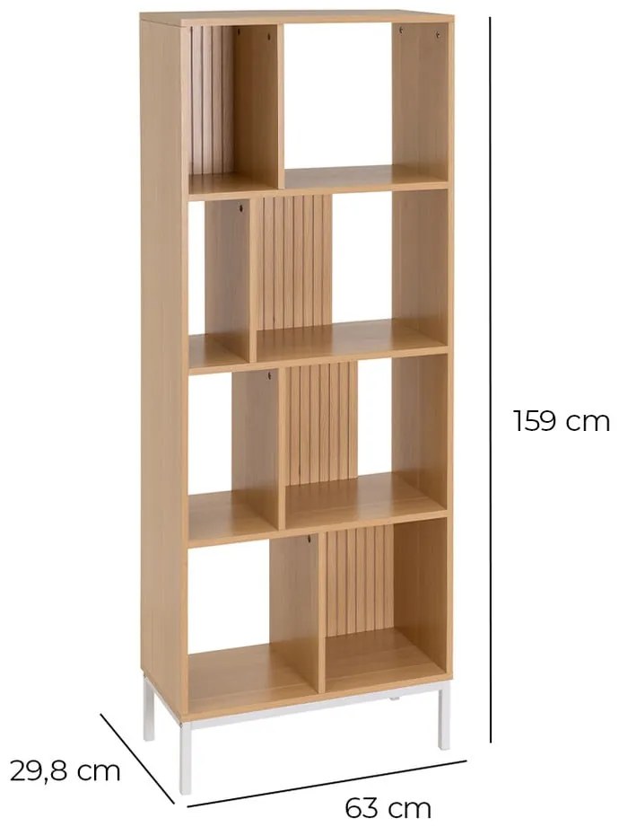 Bibliotecă de copii în culoare naturală cu aspect de lemn de stejar 63x159 cm Mid-Lines – Casa Selección