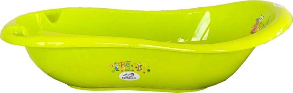 Cadita ergonomica pentru bebelusi si copii NOVOKIDS™ Little Bear, baita bebe, dimensiuni 100X50X25, suport anti alunecare, supapa scurgere, Verde