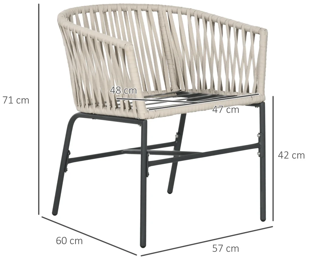 Outsunny Set Bohem de Scaune de Terasa din Franghie Impletita 2 Bucati, Scaune de Exterior cu Perne Confortabile, Design Modern | Aosom Romania