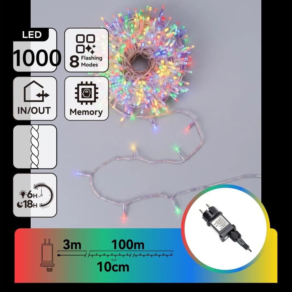 Aigostar - Ghirlandă LED de Crăciun pentru exterior 1000xLED/8 funcții 103m IP44 multicolor