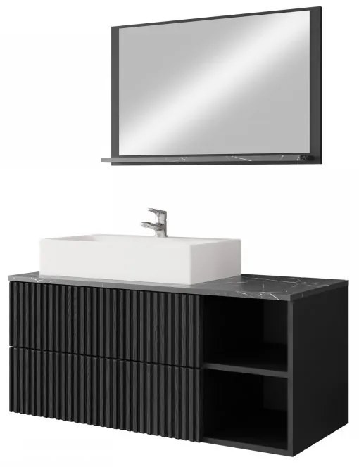 Set mobilier baie Kiago I (negru + marmură negru). 1122361