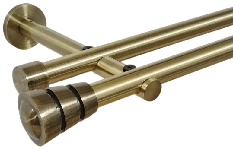 Galerie dubla picior universal fara inele prindere perete corso 19/19 mm aur antic (Alege marime: 200 cm)