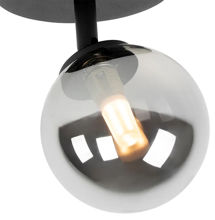 Spotlight rustic reglabil negru cu sticlă fumurie - Atena