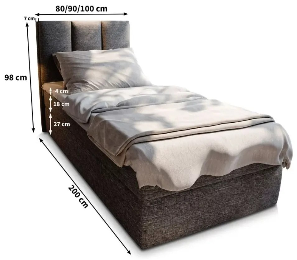 Pat tip boxspring MERALIS 80x200 cm gri capitonat Saltea: Matrace Bonell pružinová