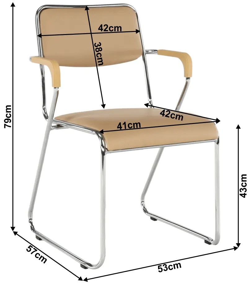 Scaun conferinta, piele ecologica maro, DERYA