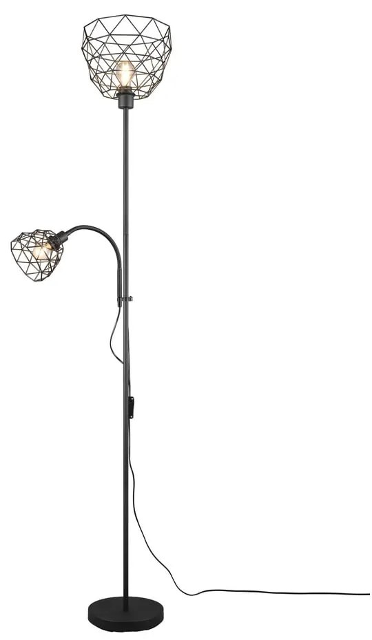 Lampadar negru cu abajur din metal (înălțime 180 cm) Haval – Trio