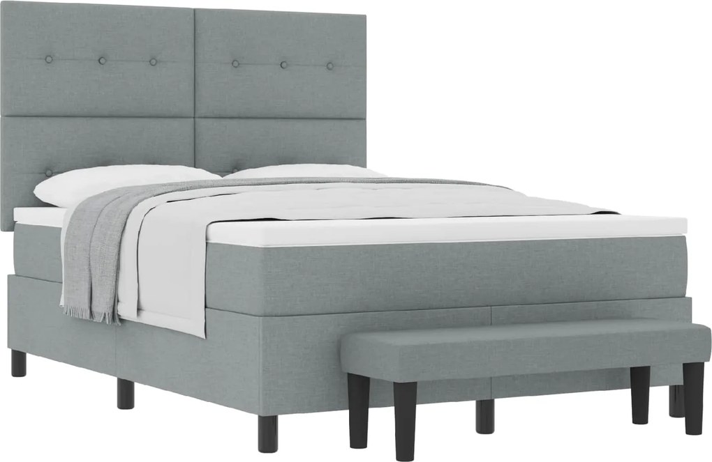 vidaXL Pat cu arcuri cu saltea Gri deschis 140 x 190 cm țesătură