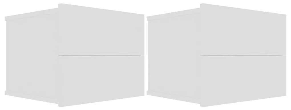 801054 vidaXL Noptiere, 2 buc., alb, 40x30x30 cm, lemn prelucrat